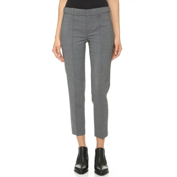 Vince Pintucked Seam Side-Tab Crop Pants  Size 6  Eggplant Stretch Wool Blend - Picture 10 of 13